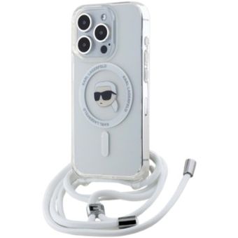 Karl Lagerfeld IML Crossbody Karl Head MagSafe Apple iPhone 15 Pro KLHMP15LHCKHNT Transparent