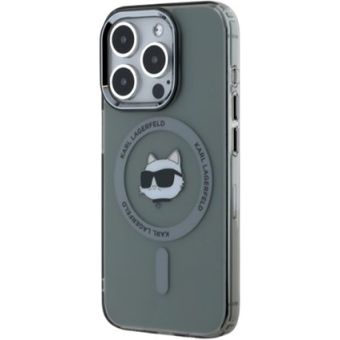 Karl Lagerfeld IML Choupette Head Metal Frame MagSafe Apple iPhone 15 Pro Max KLHMP15XHLSCHK Black