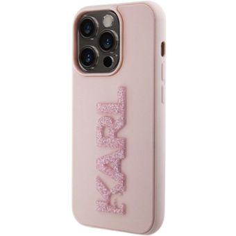 Karl Lagerfeld 3D Rubber Glitter Logo Karl Apple iPhone 15 Pro Max KLHCP15X3DMBKCP Pink