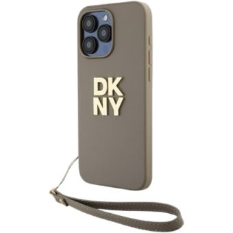 DKNY PU Leather Stack Logo Wrist Strap Apple iPhone 15 Pro DKHCP15LPBSWSE Beige