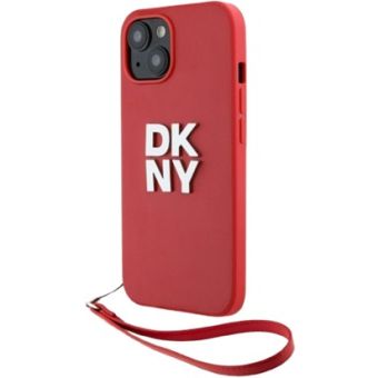 DKNY PU Leather Stack Logo Wrist Strap Apple iPhone 14 DKHCP14SPBSWSP Pink