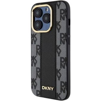 DKNY PU Leather Checkered Pattern Magsafe Apple iPhone 15 Pro Max DKHMP15XPCPVSLK Black