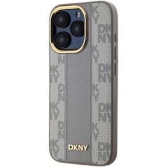 DKNY PU Leather Checkered Pattern Magsafe Apple iPhone 15 Pro Max DKHMP15XPCPVSLE Beige