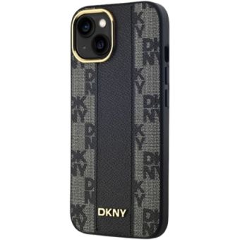 DKNY PU Leather Checkered Pattern Magsafe Apple iPhone 15 DKHMP15SPCPVSLK Black