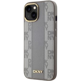 DKNY PU Leather Checkered Pattern Magsafe Apple iPhone 15 DKHMP15SPCPVSLE Beige