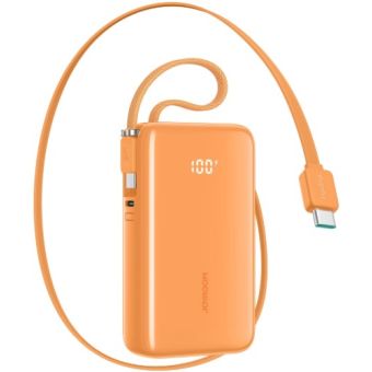 Joyroom JR-PR2L, powerbanka 10000mAh 35W, vstavaný kábel USB-C/USB-C, oranžová