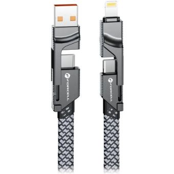 FORCELL F-ENERGY C241 4in1 USB-C/USB-A na USB-C/Lightning QC PD 3A 60W 1m chrome