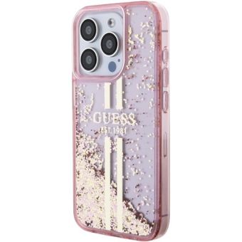 Guess PC/TPU Liquid Glitter Gold Stripe Apple iPhone 15 Pro Max GUHCP15XLFCSEGP Pink