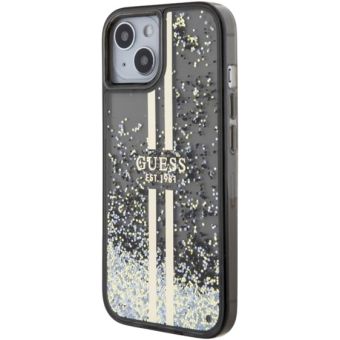 Guess PC/TPU Liquid Glitter Gold Stripe Apple iPhone 15 Plus GUHCP15MLFCSEGK Black