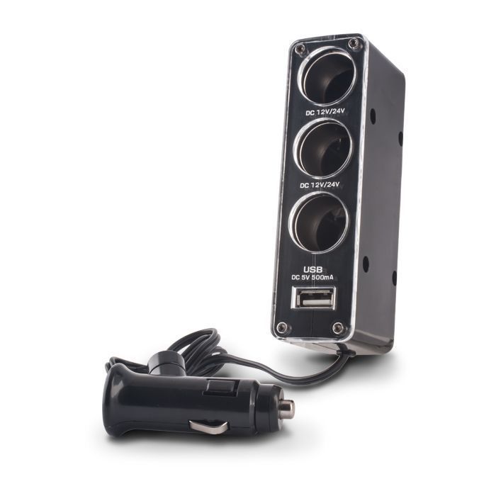 Rozdeľovač zásuviek do auta Forever 3v1 s USB káblom