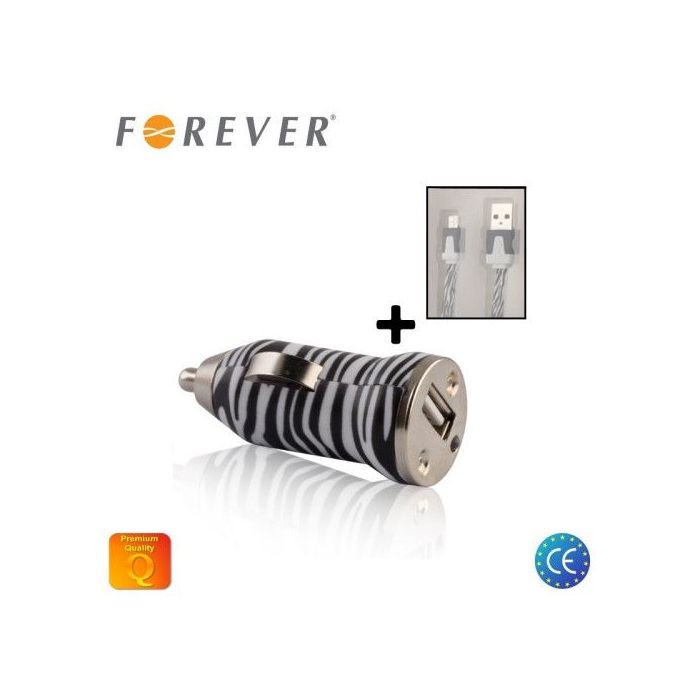 Auto nabíjačka Forever Zebra 1A pre iPhone 5/5s/se