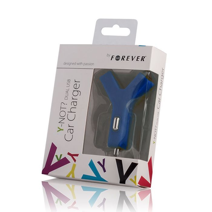 Auto nabíjačka 2xUSB Y-not tmavomodrá