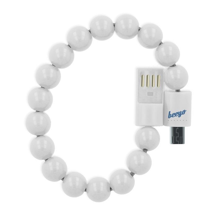 Micro USB kábel Beeyo náramok biely