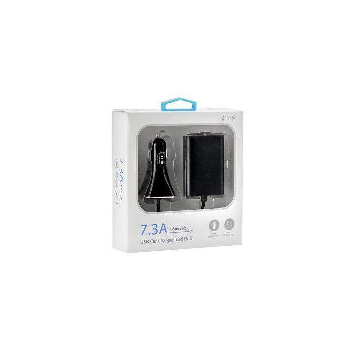 Auto nabíjačka 4xUSB 7,3 A čierna