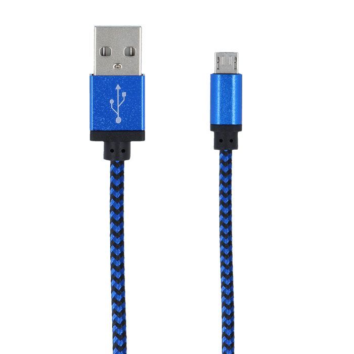 Braided micro usb kábel modrý