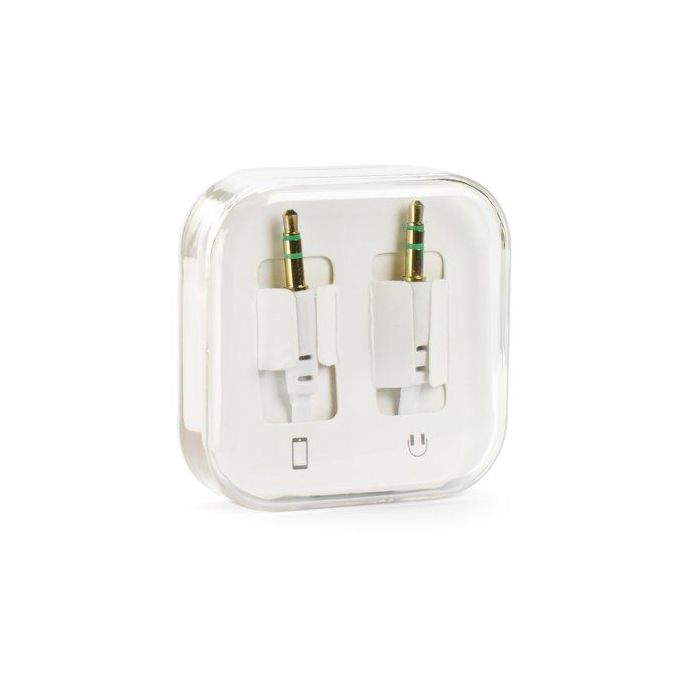 Plochý kábel AUX 3,5mm Jack 1m BOX biely