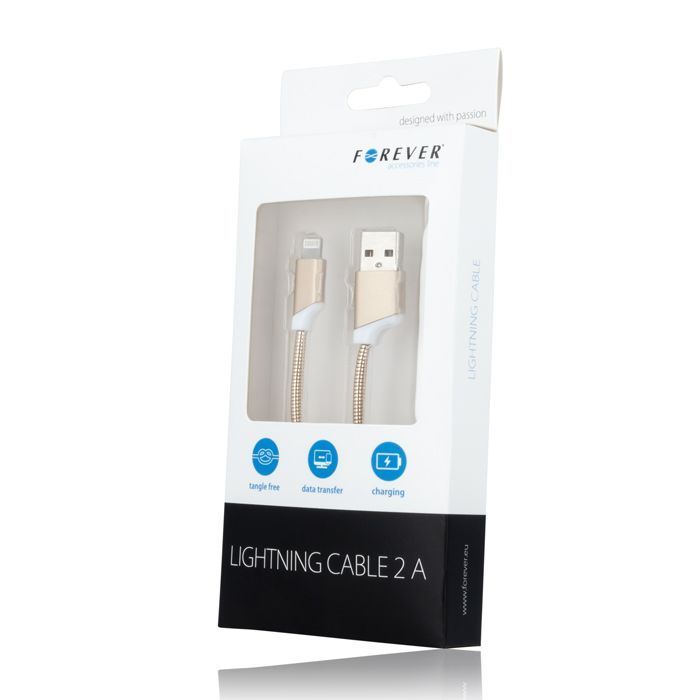 Apple lightning kábel Forever Metal zlatý