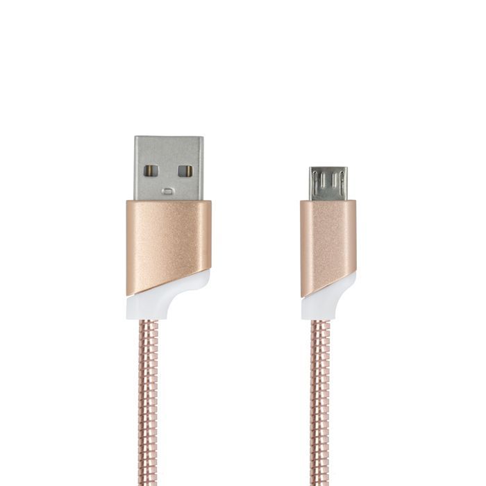Metal micro USB kábel ružovo zlatý