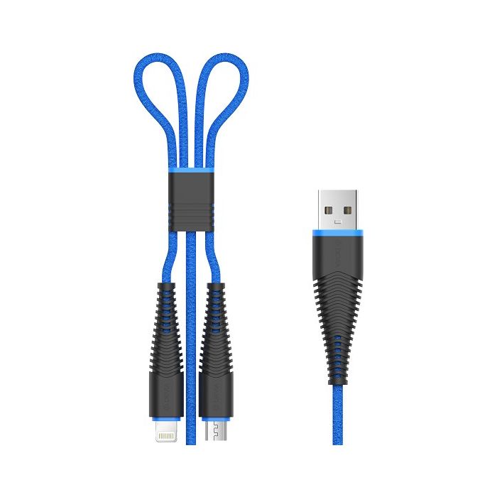 DEVIA Fish1 2in1 cable lightning/microUSB blue