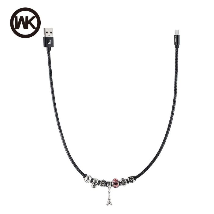 USB kábel WK-Design Jewellery lightning čierny
