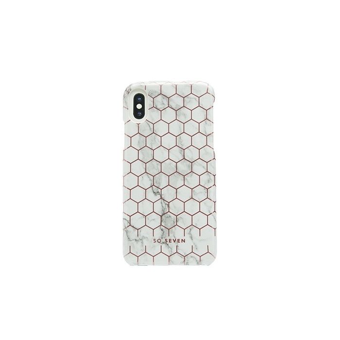 SoSeven Fashion Milan Hexagonal Marble White/Rose Gold for iPhone X/XS