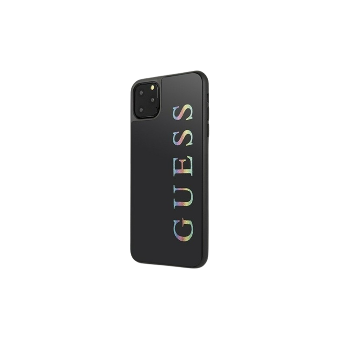 Plastové puzdro Guess na Apple iPhone 11 Pro GUHCN65LGMLBK Iridescent Multicolor Glitter čierne