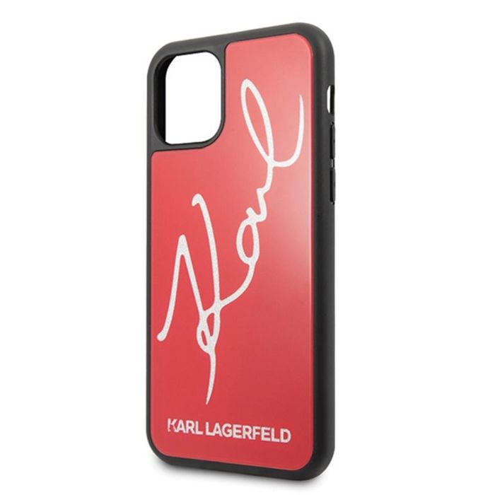 Puzdro Karl Lagerfeld KLHCN65DLKSRE na Apple iPhone 11 Pro Max Signature Glitter červený 