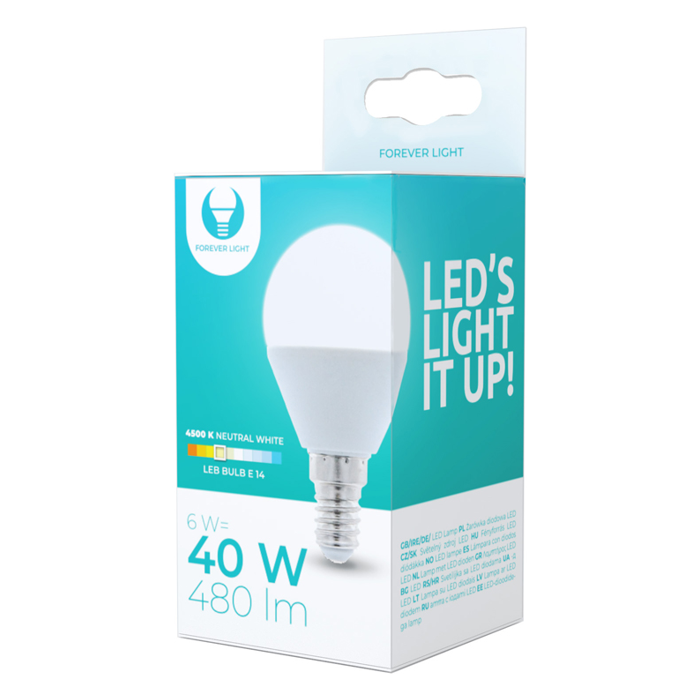 LED žiarovka Forever E14 G45 6W 4500K 500lm