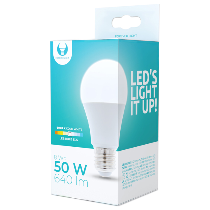 LED žiarovka Forever E27 A60 8W 230V 6000K 670lm