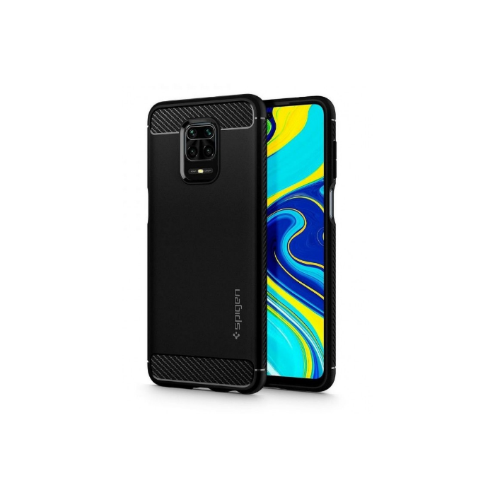 Silikómové puzdro na Xiaomi Redmi Note 9S/Note 9 Pro/Note 9 Pro Max Spigen Rugged Armor čierne