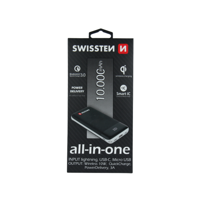 Powerbanka SWISSTEN ALL-IN-ONE 10 000mAh, Power Delivery, bezdrôtové nabíjanie