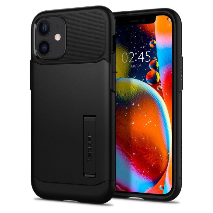 Plastové puzdro na Apple iPhone 12 mini Spigen Slim Armor čierne