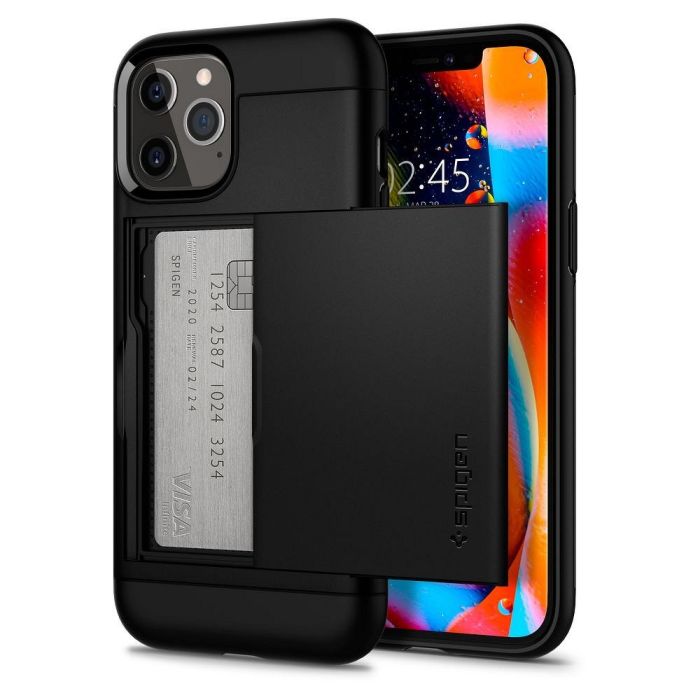 Plastové puzdro na Apple iPhone 12/12 Pro Spigen Slim Armor CS čierne
