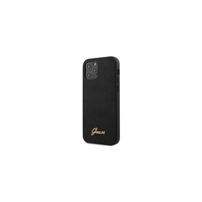 Puzdro Guess na Apple iPhone 12 Pro Max GUHCP12LPCUMLLIBK Lizard Collection čierne