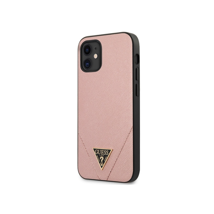 Puzdro Guess na Apple iPhone 12 Mini GUHCP12SVSATMLPI pink hard case Saffiano