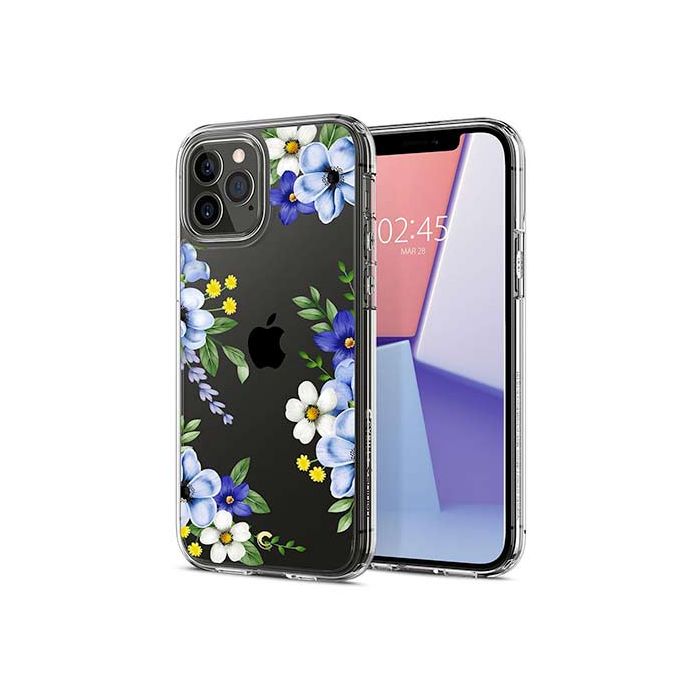 Silikonové puzdro Apple iPhone 12/12 Pro  Spigen kryt Cecile Midnight Bloom