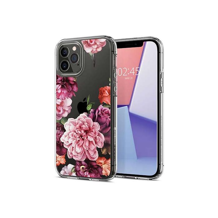 Silikonové puzdro na Apple iPhone 12/12 Pro Spigen Cecile Rose Floral