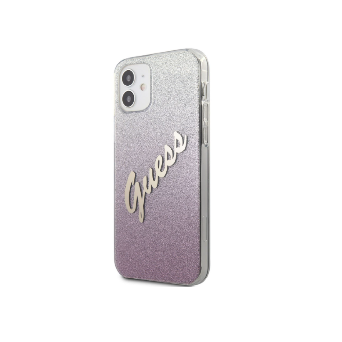 Plastové puzdro Guess na Apple iPhone 12 mini GUHCP12SPCUGLSPI Vintage ružové