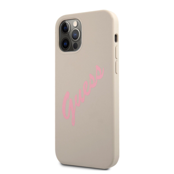 Puzdro Guess na Apple iPhone 12 Pro Max GUHCP12LLSVSGP Guess Silicone Vintage Pink sivé