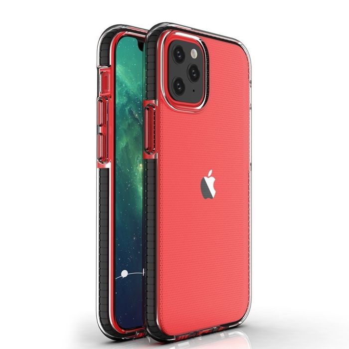 Silikónové puzdro Spring TPU Apple iPhone 12 Mini - transparentno-čierny
