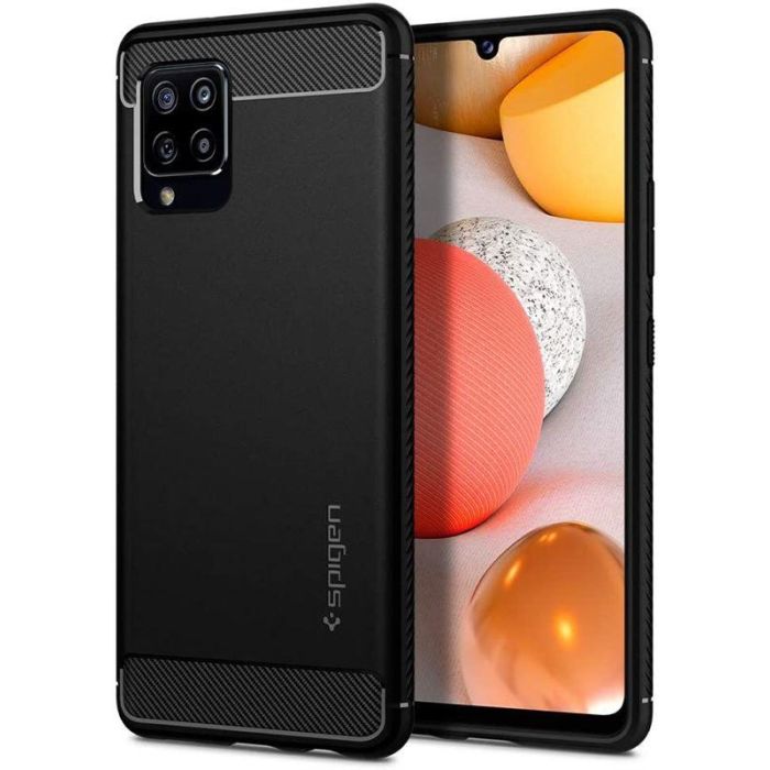 Silikónové puzdro na Samsung Galaxy A42 Spigen Rugged Armor čierne 