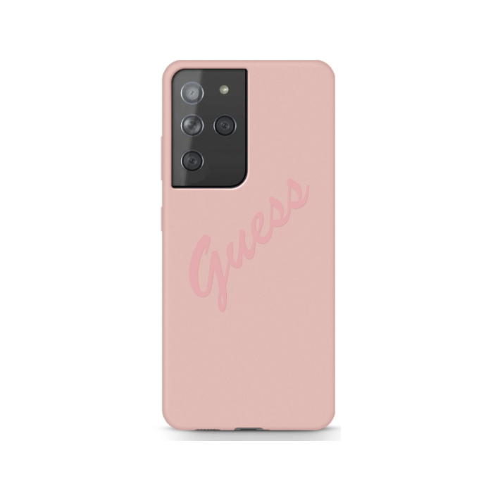 Silikónové puzdro Guess na Samsung Galaxy S21 Ultra 5G GUHCS21LLSVSPI Vintage ružové