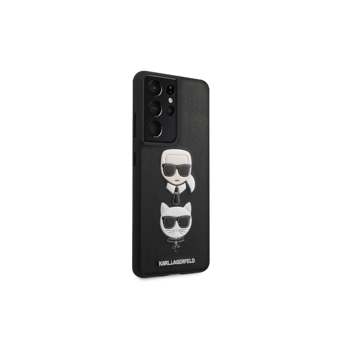 Puzdro Karl Lagerfeld KLHCS21LSAKICKCBK na Samsung Galaxy S21 Ultra 5G Saffiano K&C Heads čierne 