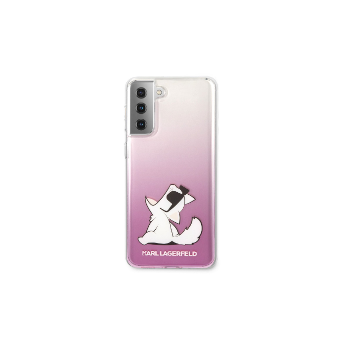 Puzdro Karl Lagerfeld KLHCS21MCFNRCPI na Samsung Galaxy S21 Plus 5G PC/TPU Choupette Eats ružové