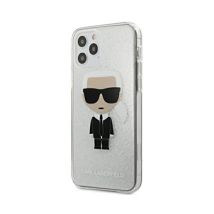 Puzdro na Apple iPhone 12 Mini Karl Lagerfeld KLHCP12SPCUTRIKSL Glitter Iconic Karl strieborné