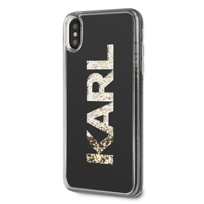 Puzdro na Apple iPhone 12 Mini Karl Lagerfeld KLHCP12SKLMLBK Karl Logo Glitter čierne