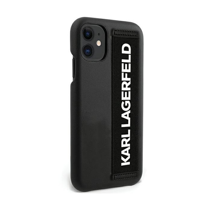 Puzdro Karl Lagerfeld KLHCP12SSTKLBK na Apple iPhone 12 mini Ikonik Hand Strap čierne