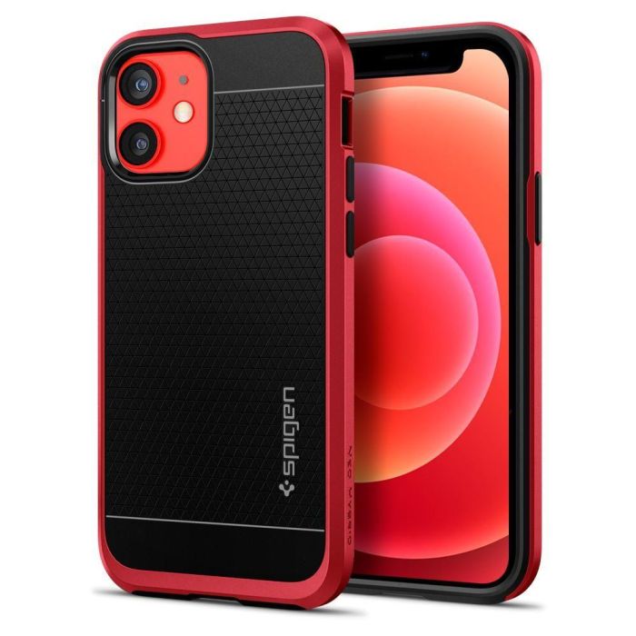 Plastové puzdro na iPhone 12/12 Pro Spigen Neo Hybrid červené