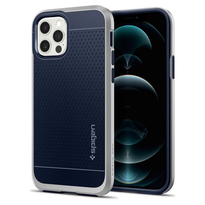 Plastové puzdro na iPhone 12/12 Pro Spigen Neo Hybrid strieborné