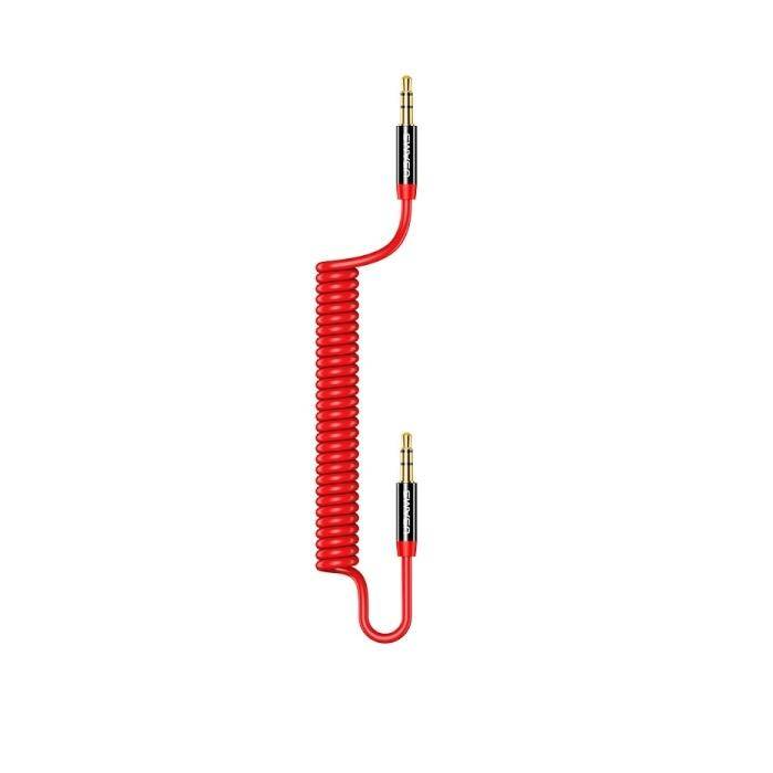 Adaptér Aux Audio Usams SJ256 z jack na jack 3,5mm 1,2m červený